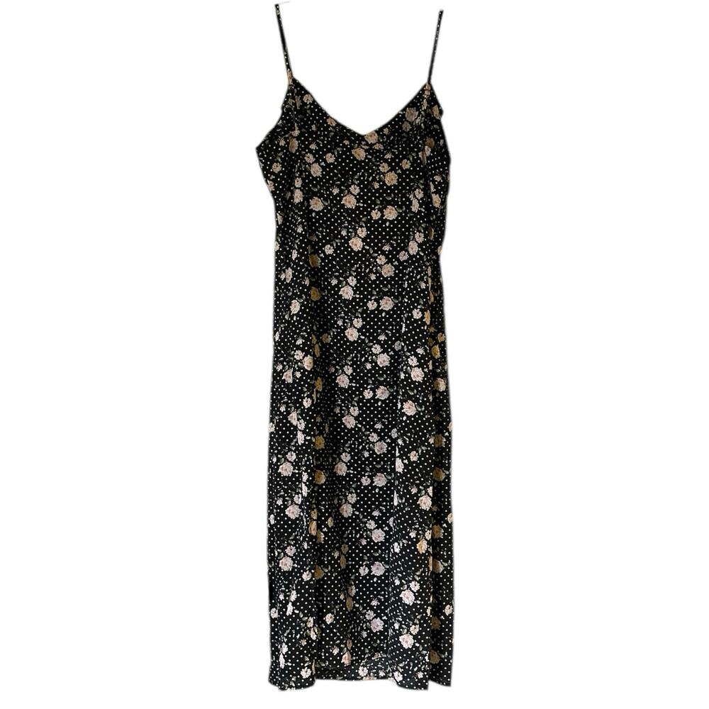 NWT Commense Floral Midi Dress Ruffle Sweetheart Neckline Spaghetti Straps New!!